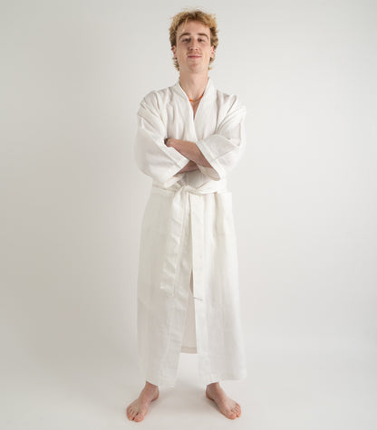 Organic Linen Robe - White