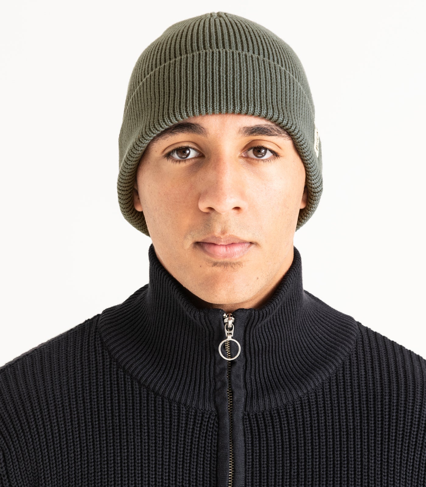 Organic Cotton Knit Beanie - Olive