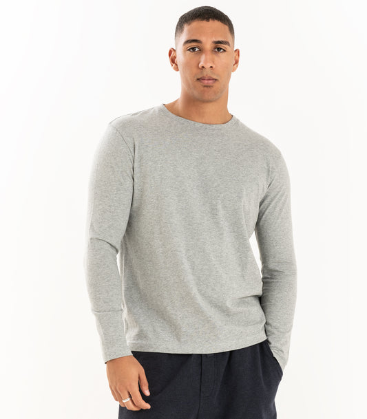 Bhumi Organic Cotton - Men's Basic Long Sleeve Top - New Arrival - Grey Melange