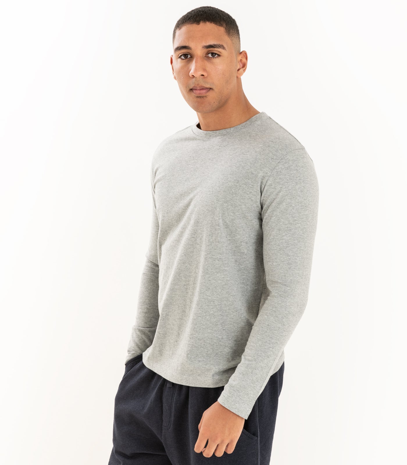 Bhumi Organic Cotton - Men's Basic Long Sleeve Top - New Arrival - Grey Melange