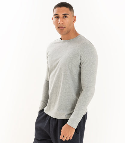 Bhumi Organic Cotton - Men's Basic Long Sleeve Top - New Arrival - Grey Melange