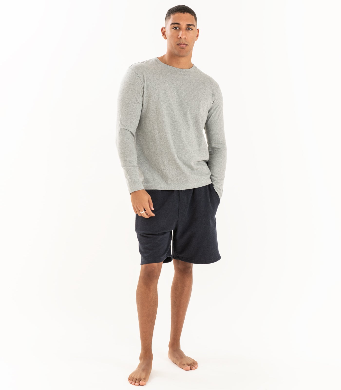 Bhumi Organic Cotton - Men's Basic Long Sleeve Top - New Arrival - Grey Melange
