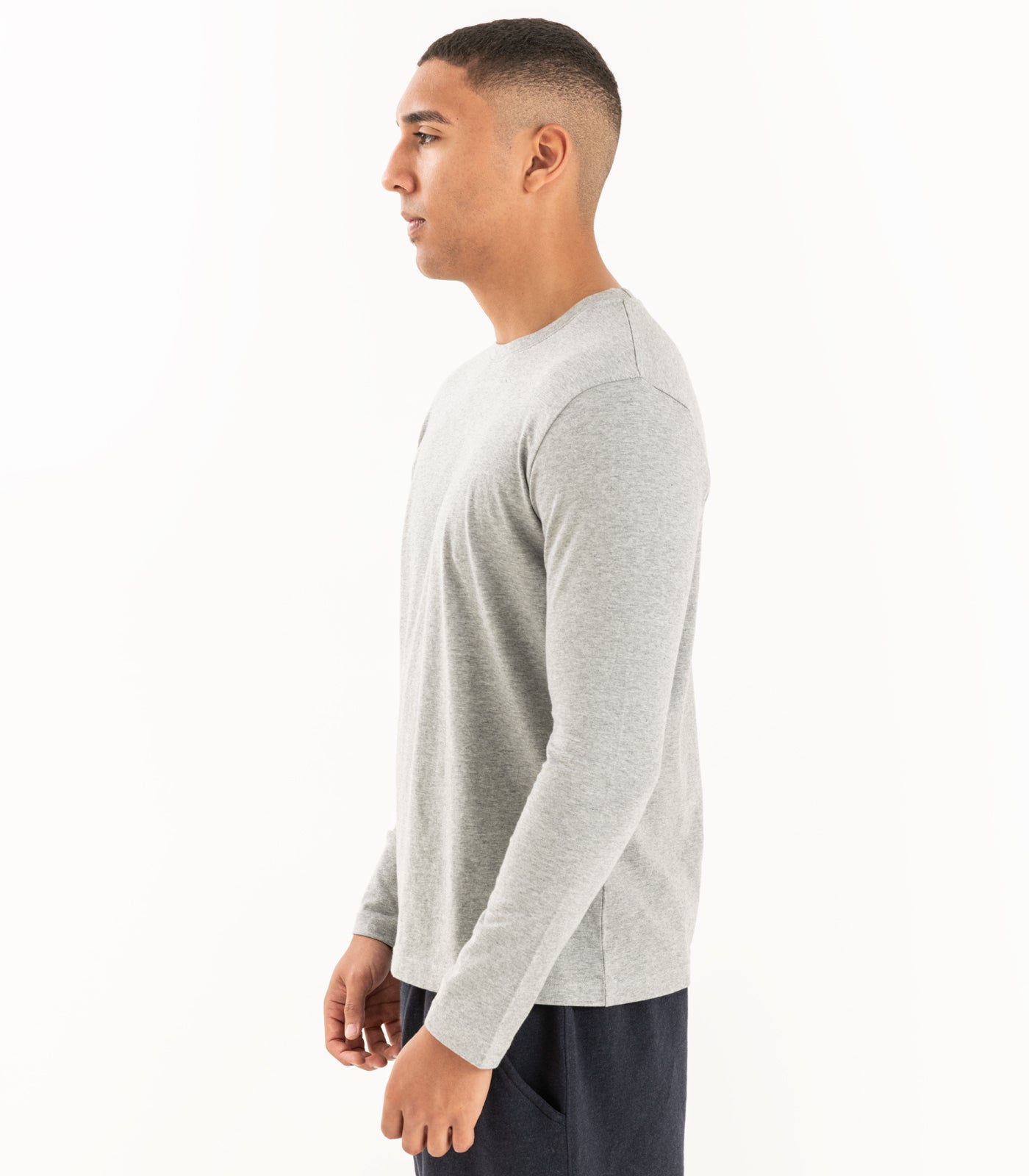 Bhumi Organic Cotton - Men's Basic Long Sleeve Top - New Arrival - Grey Melange