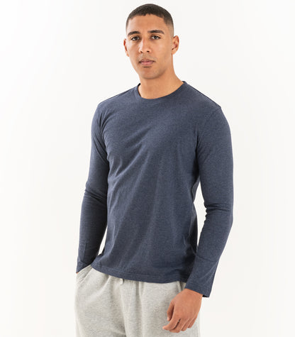 Bhumi Organic Cotton - Men's Basic Long Sleeve Top - New Arrival - Navy Melange