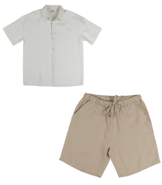 Men's Organic Linen Lounge Shirt & Lounge Shorts