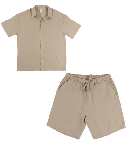 Men's Organic Linen Lounge Shirt & Lounge Shorts
