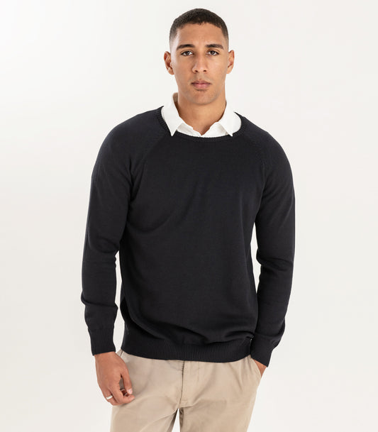 Bhumi Organic Cotton - Fine Knit Round Neck Sweater - Charcoal