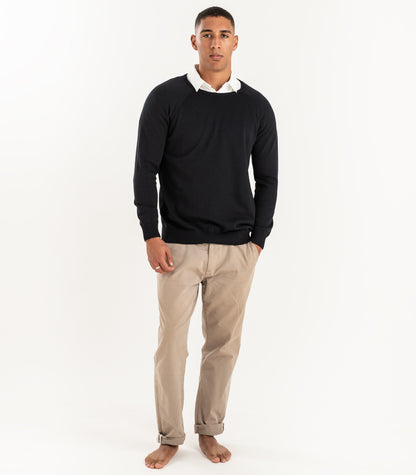 Bhumi Organic Cotton - Fine Knit Round Neck Sweater - Charcoal