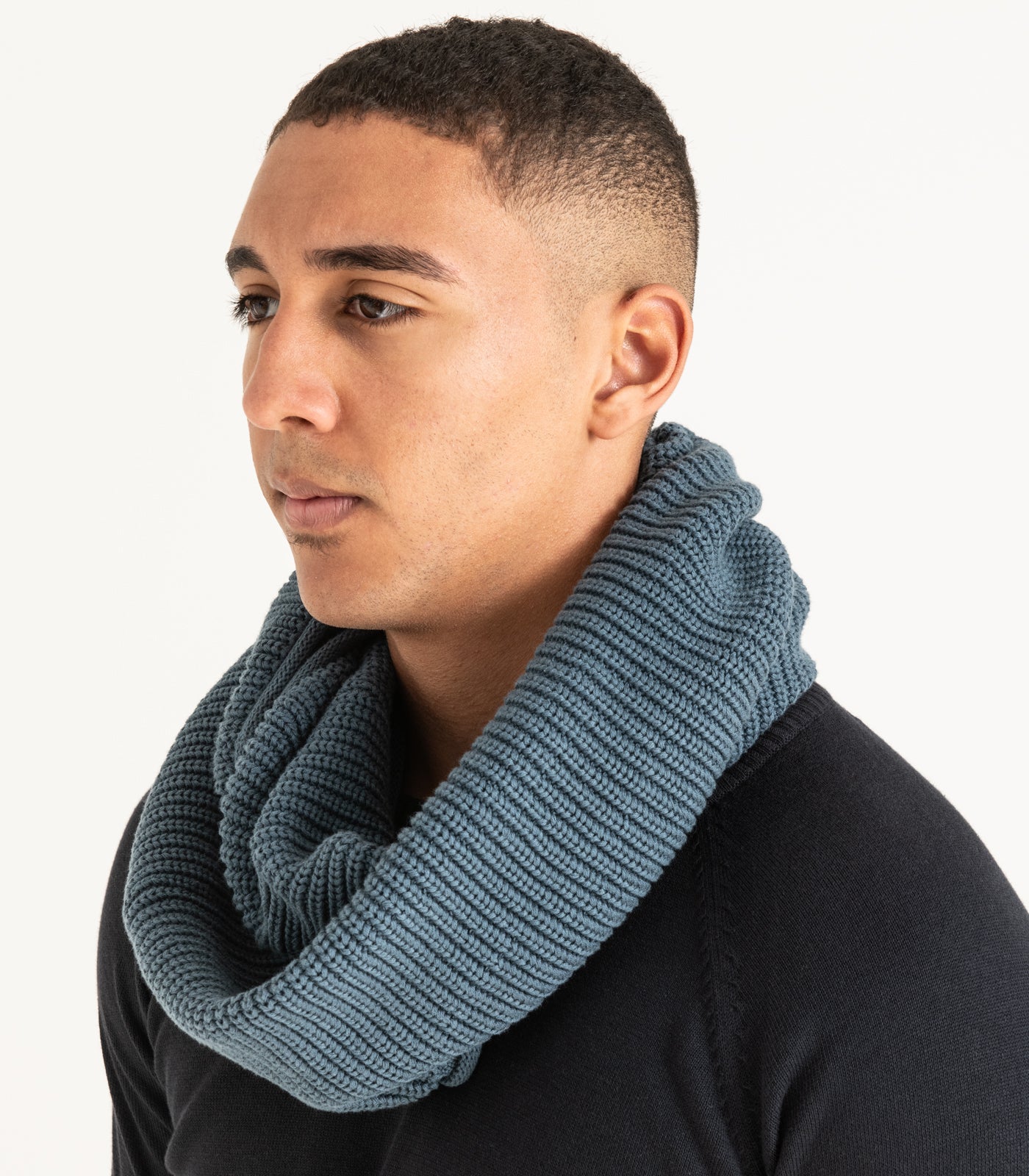 Infinity Scarf Men Grey Chunky Knit Scarf Bhumi Organic Infinity