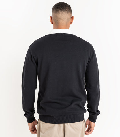 Bhumi Organic Cotton - Fine Knit V-Neck Sweater - Charcoal