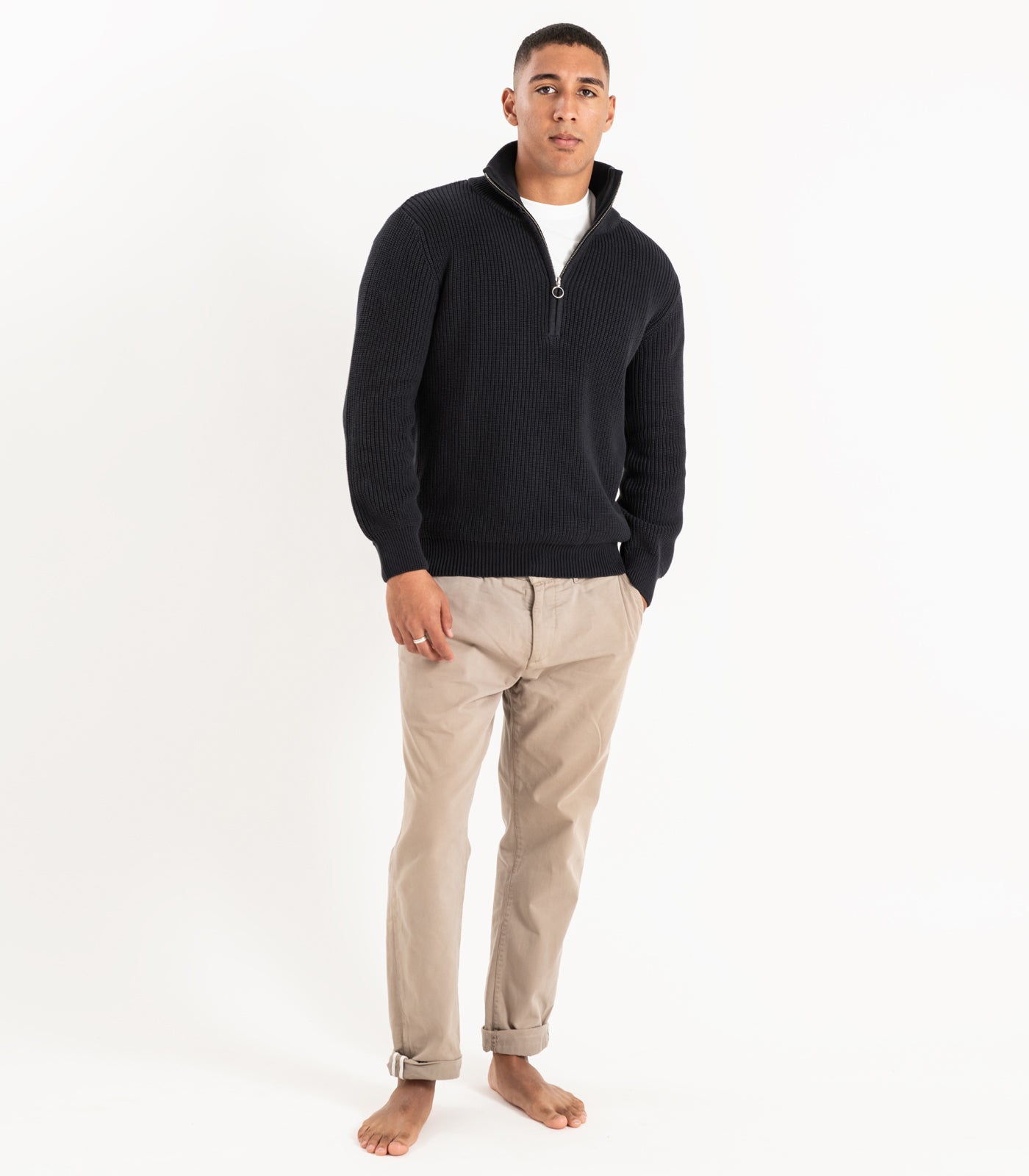 Bhumi Organic Cotton - Zip Knit Sweater - Charcoal