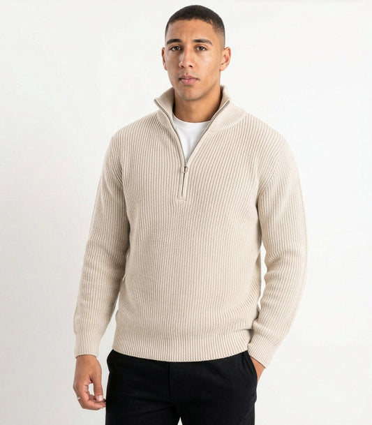 Organic Cotton Zip Knit Sweater