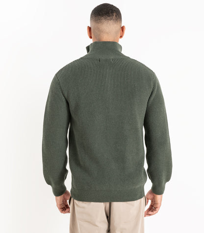Bhumi Organic Cotton - Zip Knit Sweater - Olive
