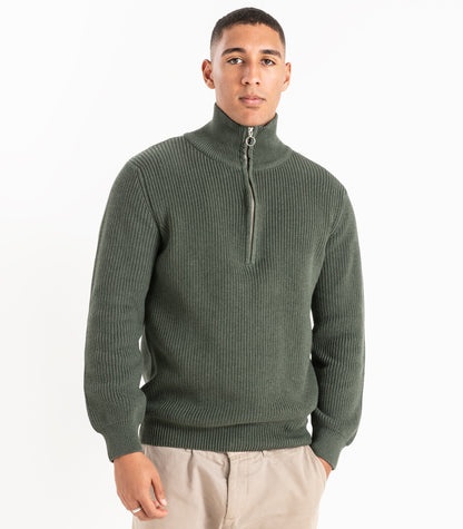 Bhumi Organic Cotton - Zip Knit Sweater - Olive