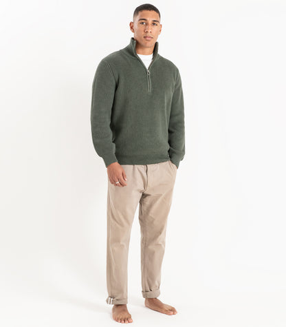 Bhumi Organic Cotton - Zip Knit Sweater - Olive
