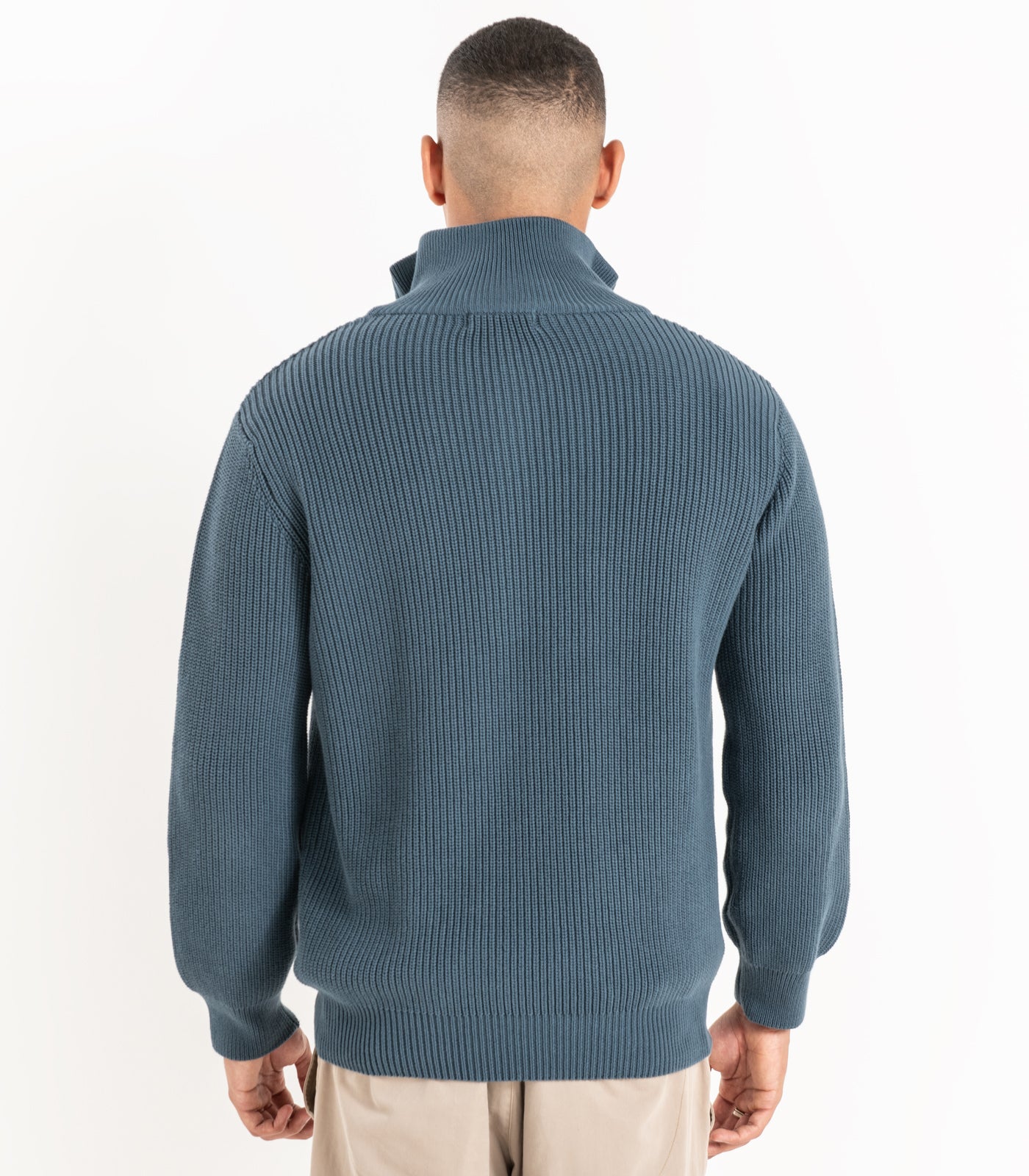 Bhumi Organic Cotton - Zip Knit Sweater - Orion Blue