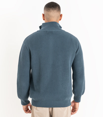Bhumi Organic Cotton - Zip Knit Sweater - Orion Blue