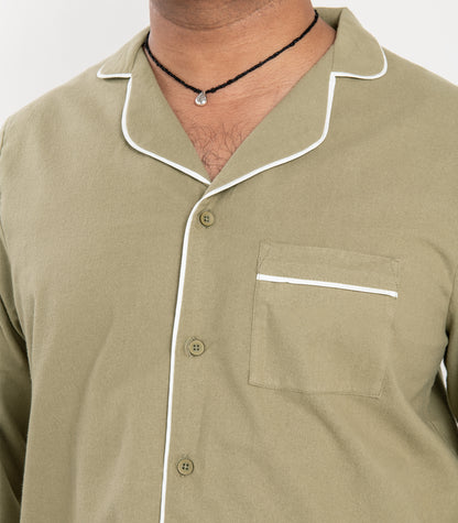 Bhumi Organic Cotton - Flannelette Long PJ Set - Green Olive