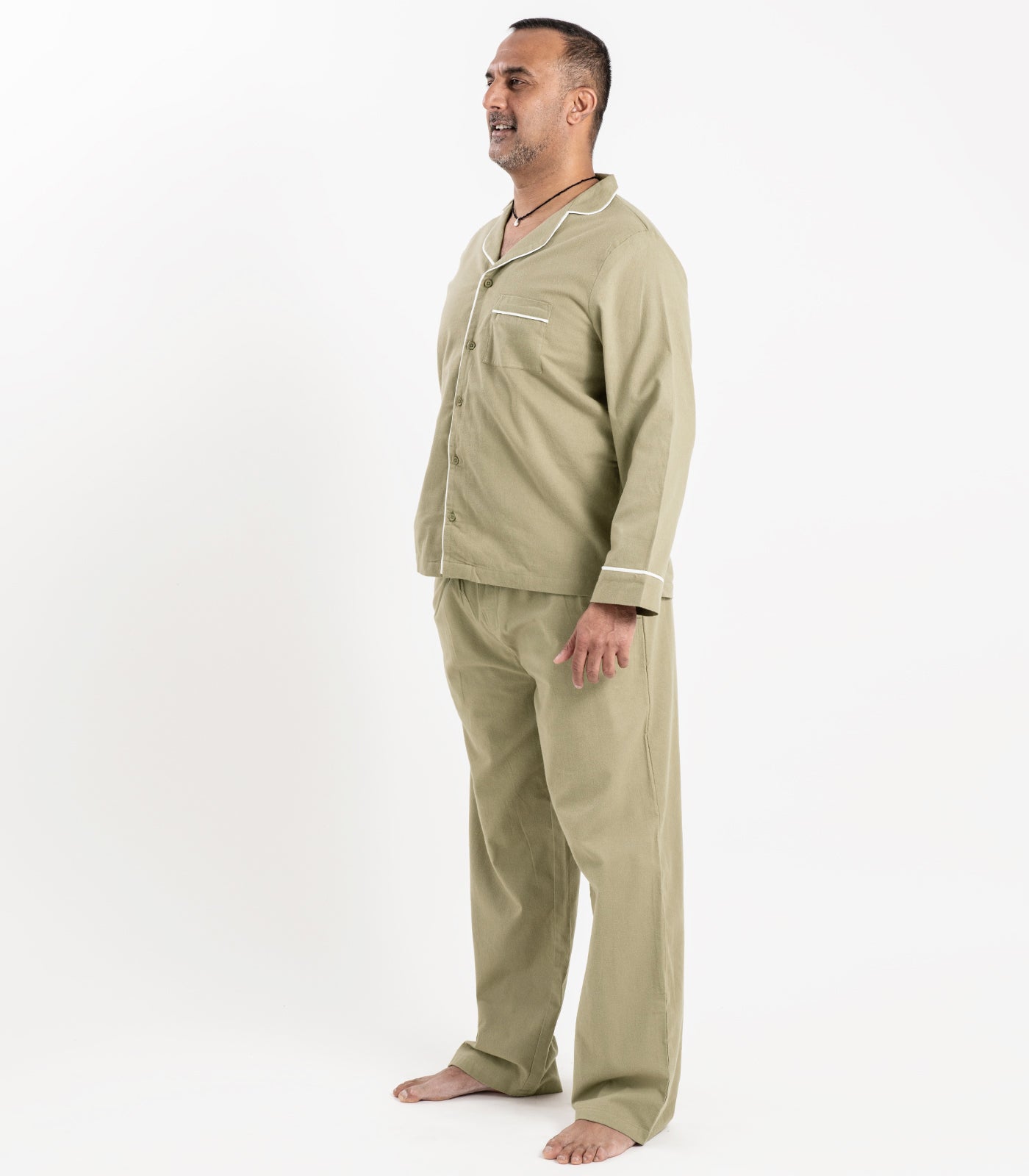 Bhumi Organic Cotton - Flannelette Long PJ Set - Green Olive