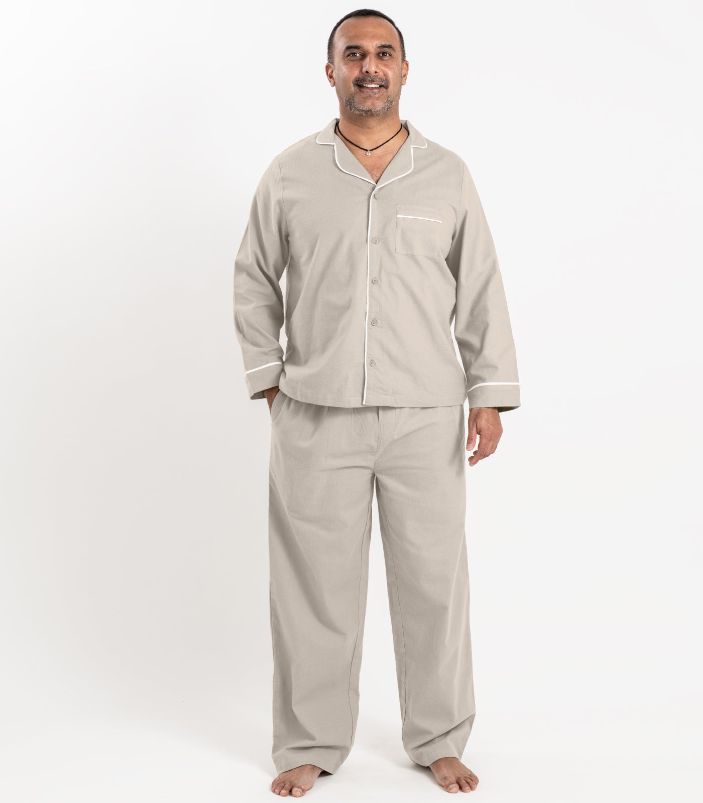 Bhumi Organic Cotton - Flannelette Long PJ Set - Stone
