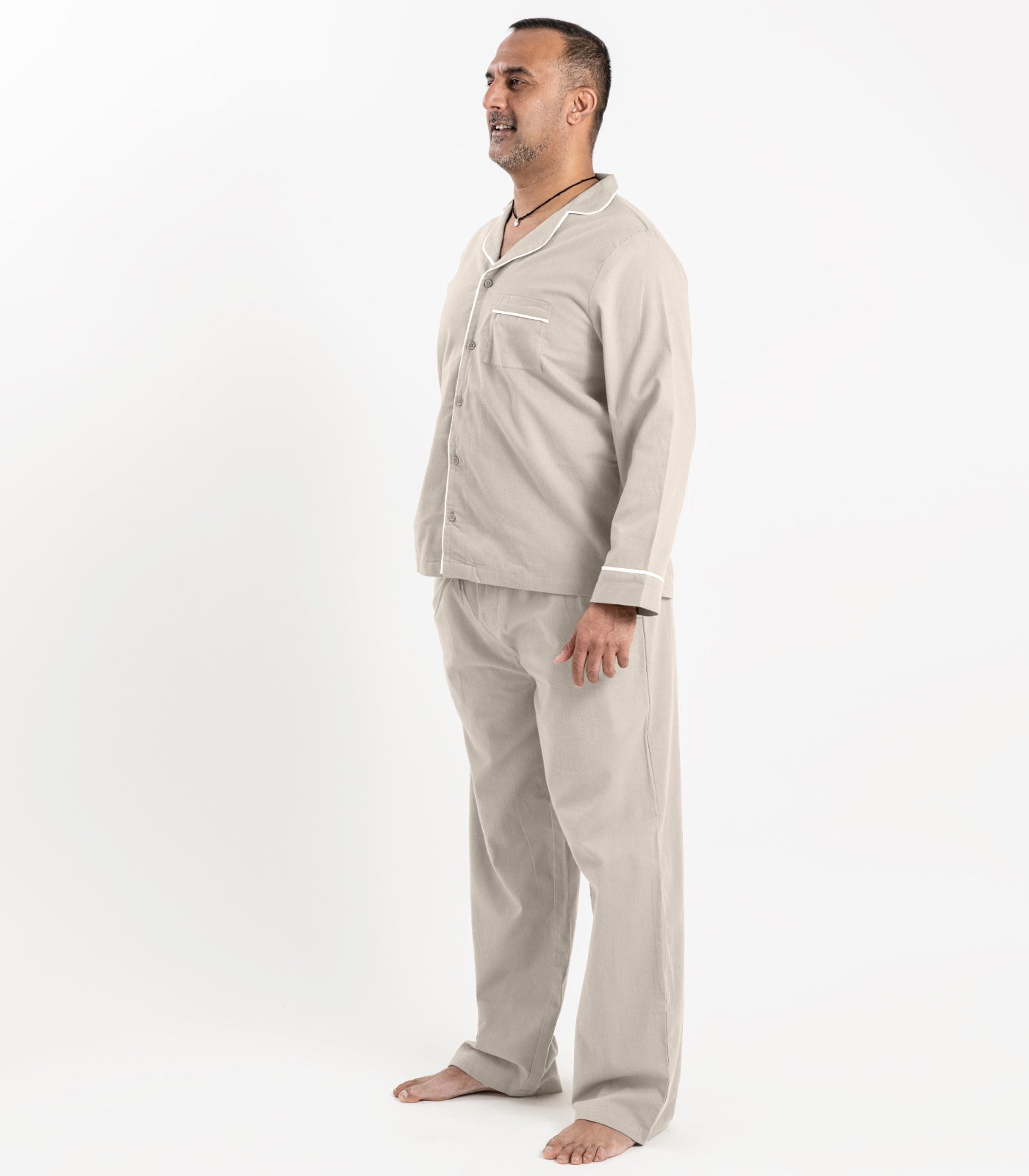 Bhumi Organic Cotton - Flannelette Long PJ Set - Stone