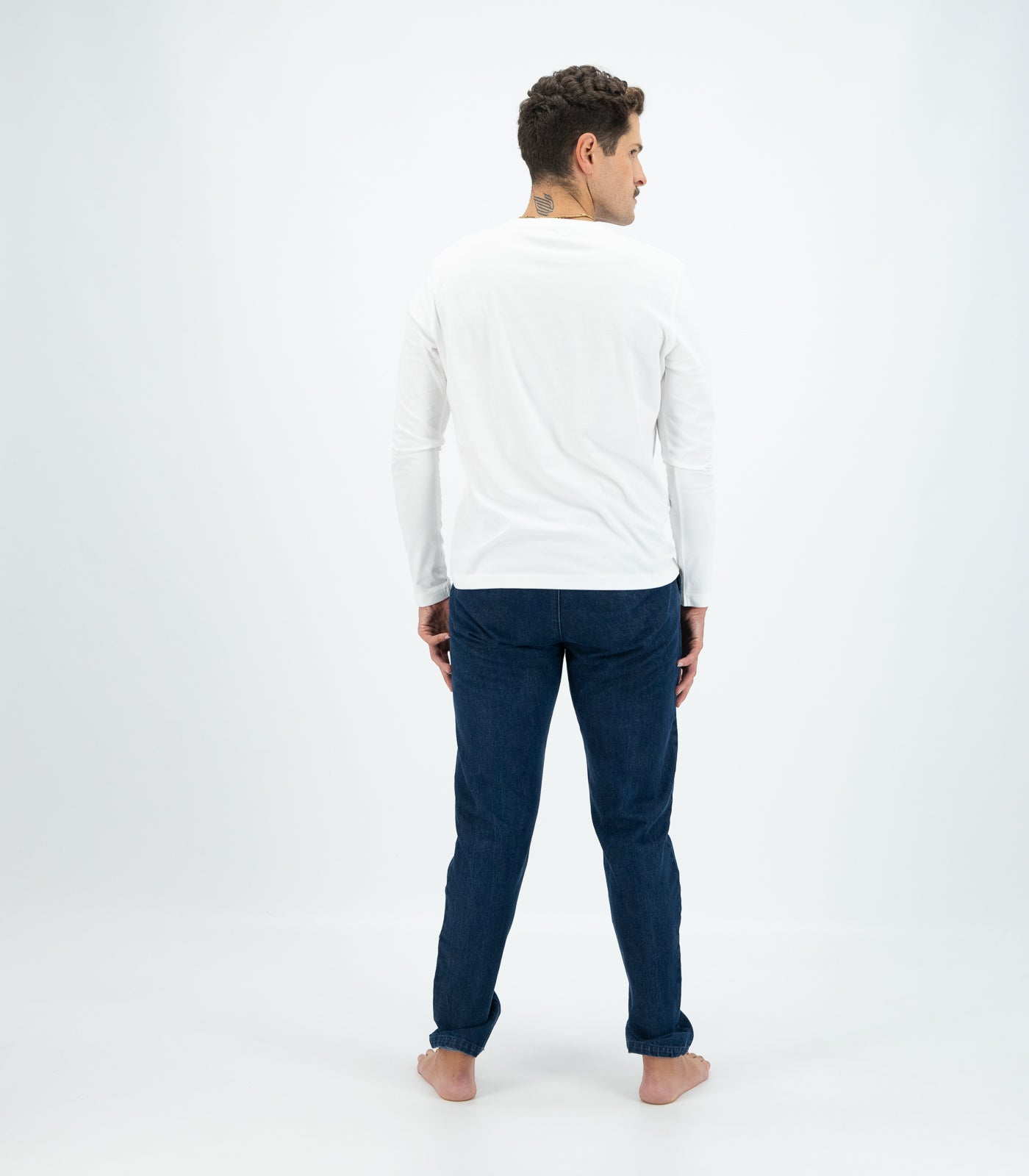 Bhumi Organic Cotton - Men's Henley Long Sleeve Shirt - White