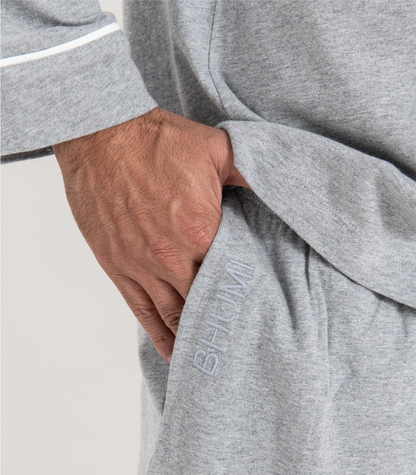 Bhumi Organic Cotton - Men's Jersey Long PJ Set - Grey Melange