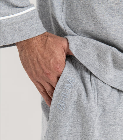 Bhumi Organic Cotton - Men's Jersey Long PJ Set - Grey Melange