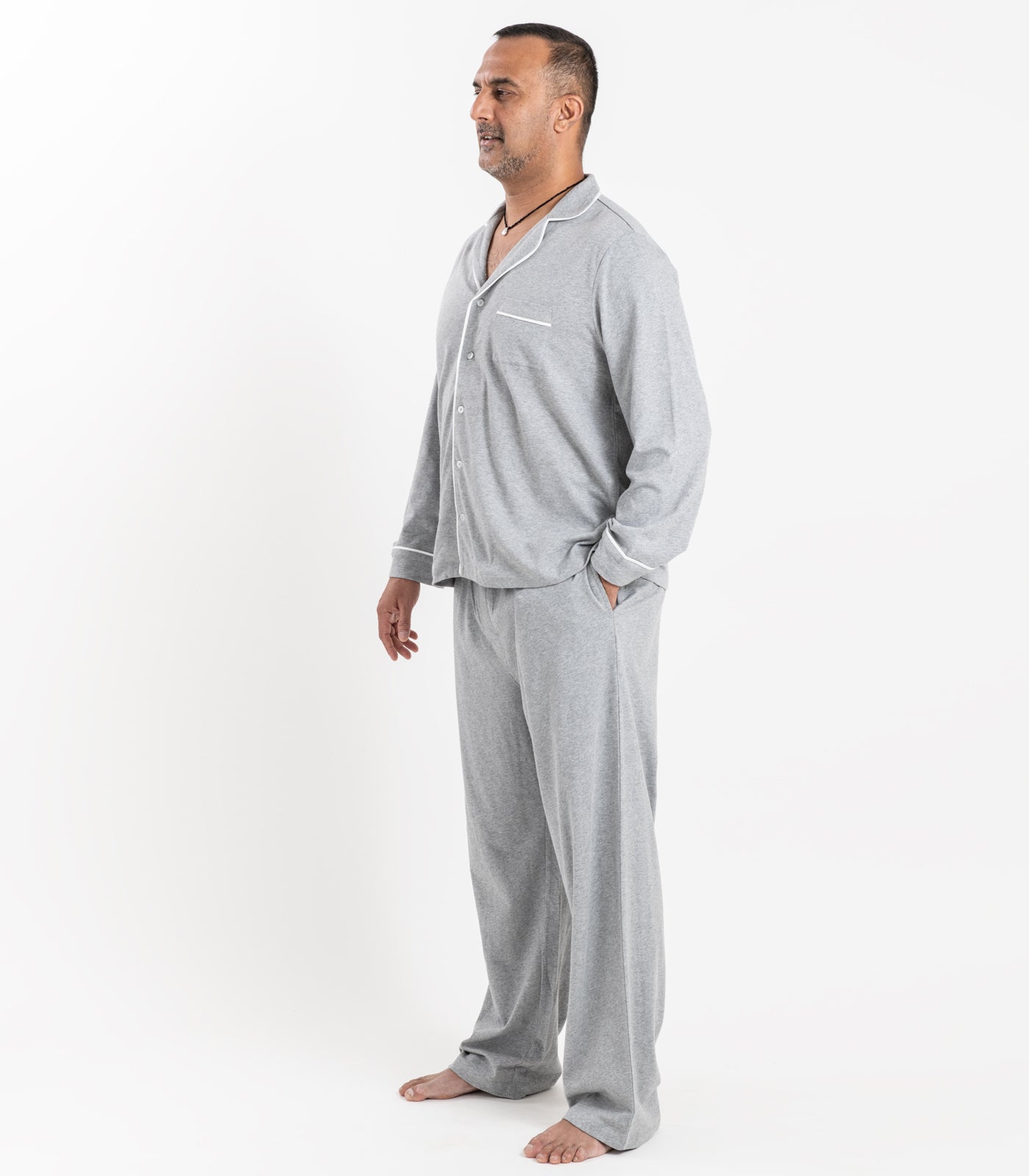 Bhumi Organic Cotton - Men's Jersey Long PJ Set - Grey Melange