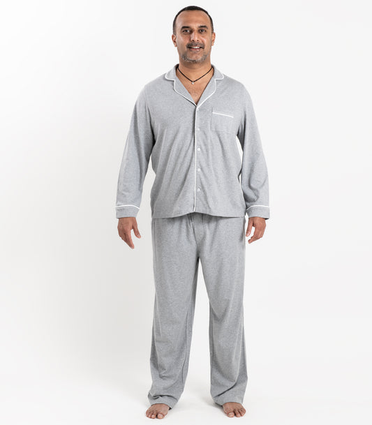 Bhumi Organic Cotton - Men's Jersey Long PJ Set - Grey Melange