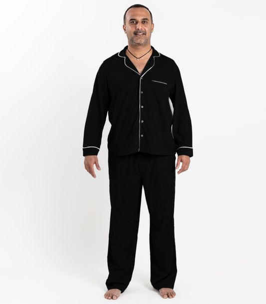 Bhumi Organic Cotton - Men's Jersey Long PJ Set - Black