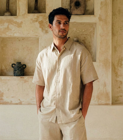 Men's Organic Linen Lounge Shirt & Lounge Shorts