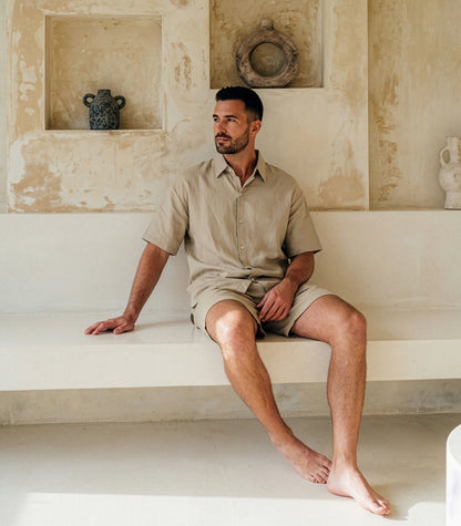Men's Organic Linen Lounge Shirt & Lounge Shorts
