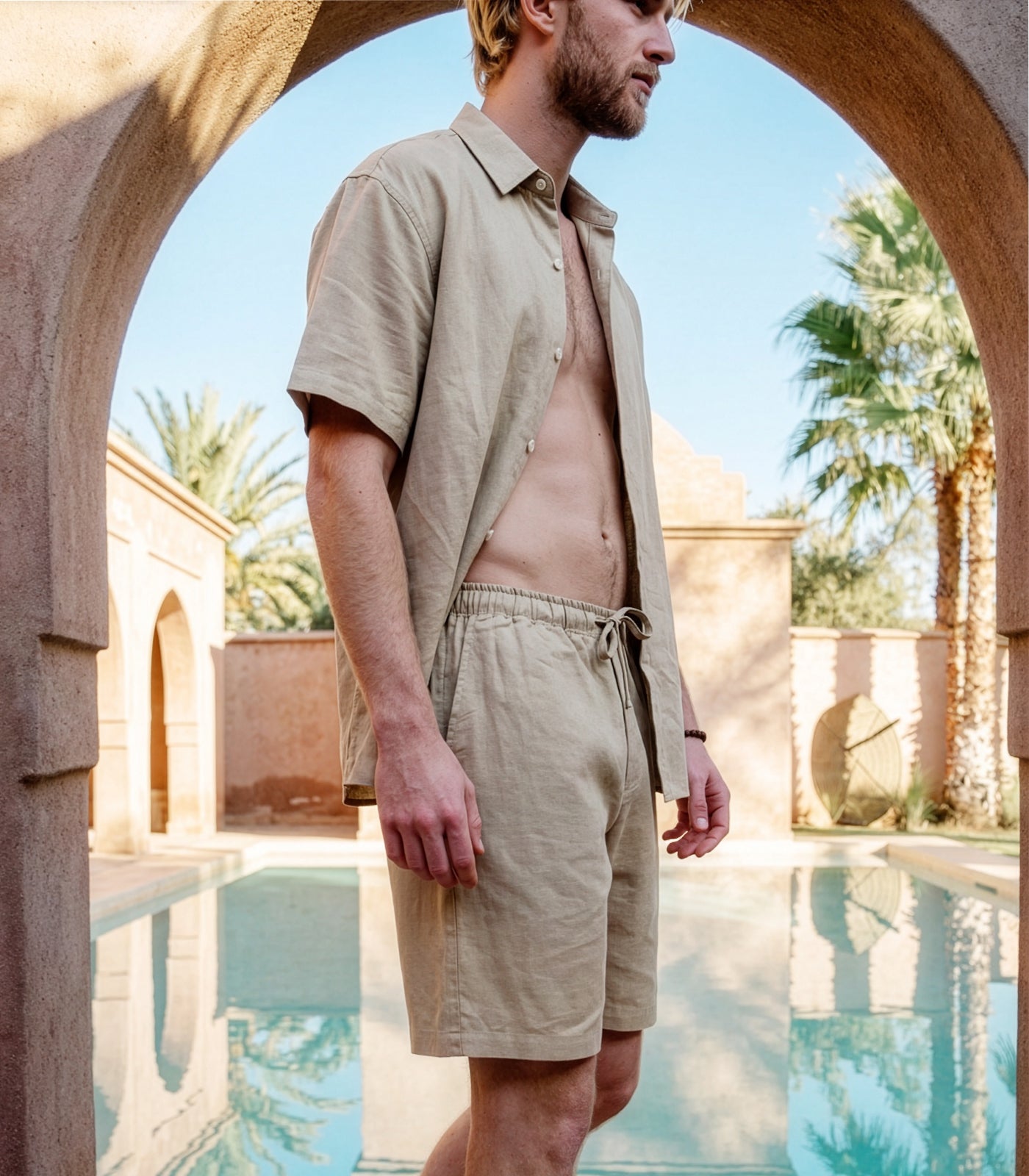 Men's Organic Linen Lounge Shirt - Raw