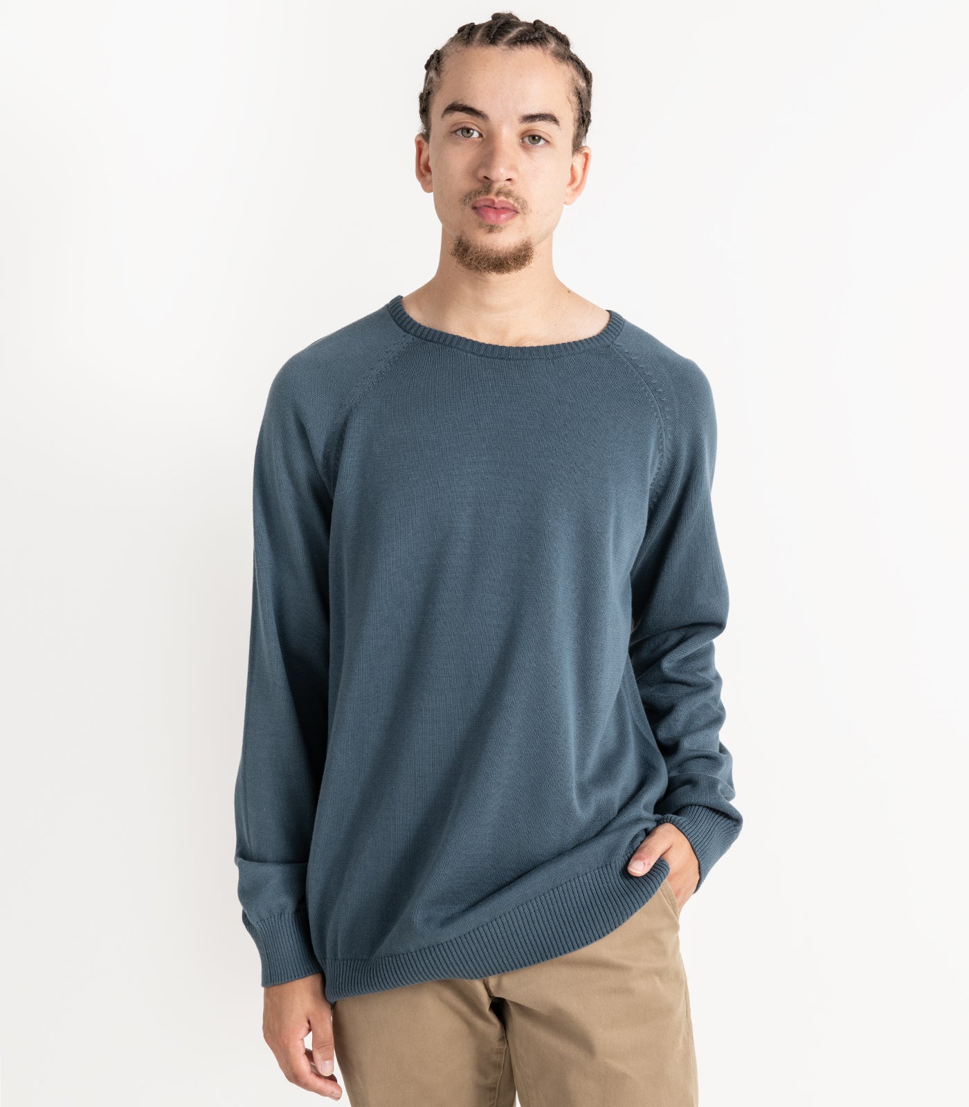 Bhumi Organic Cotton - Mens Fine Knit Round Neck Sweater (3 pack) - Orion Blue