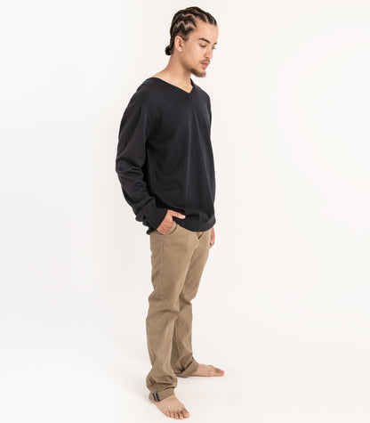 Bhumi Organic Cotton - Fine Knit V Neck Sweater - Charcoal