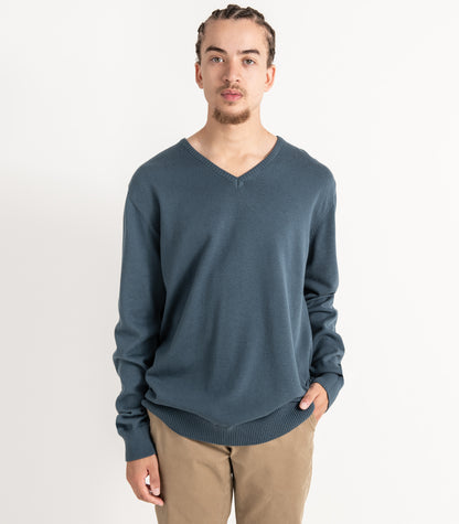 Bhumi Organic Cotton - Fine Knit V Neck Sweater - Orion Blue