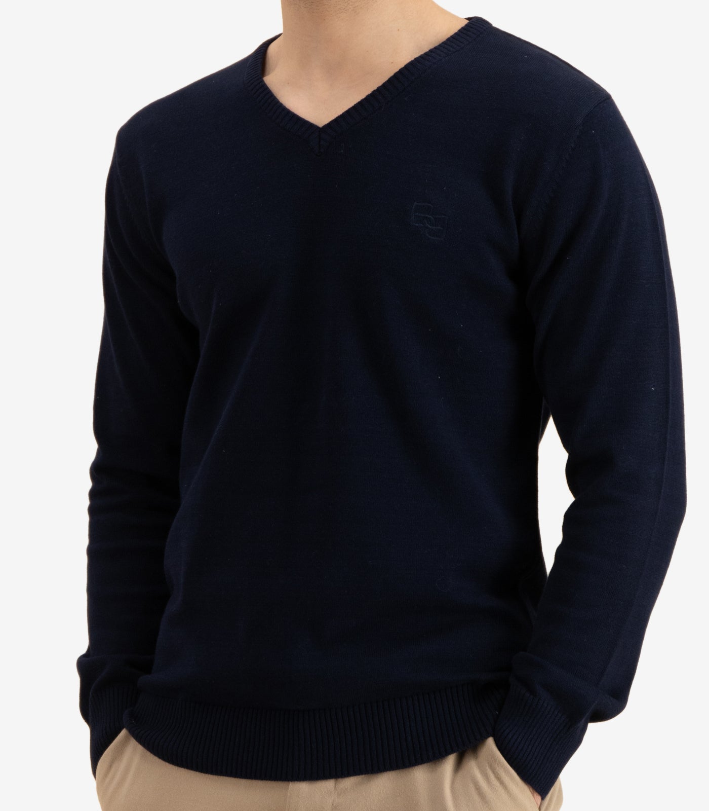 Bhumi Organic Cotton - Fine Knit V Neck Sweater - Navy