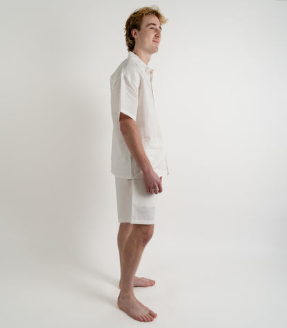 Men’s Organic Linen Lounge Shorts - White