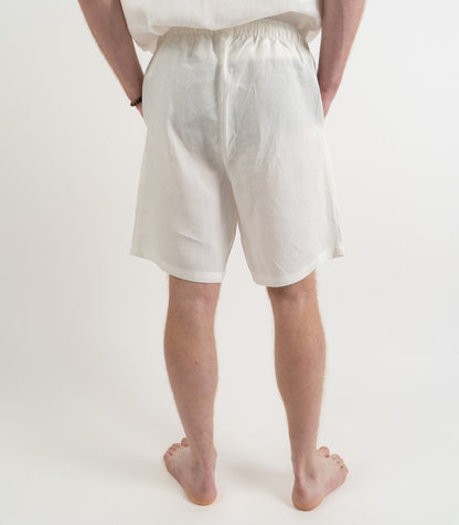 Men’s Organic Linen Lounge Shorts - White
