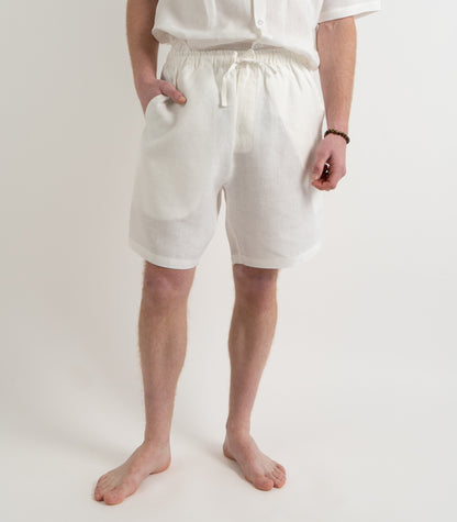 Men’s Organic Linen Lounge Shorts - White