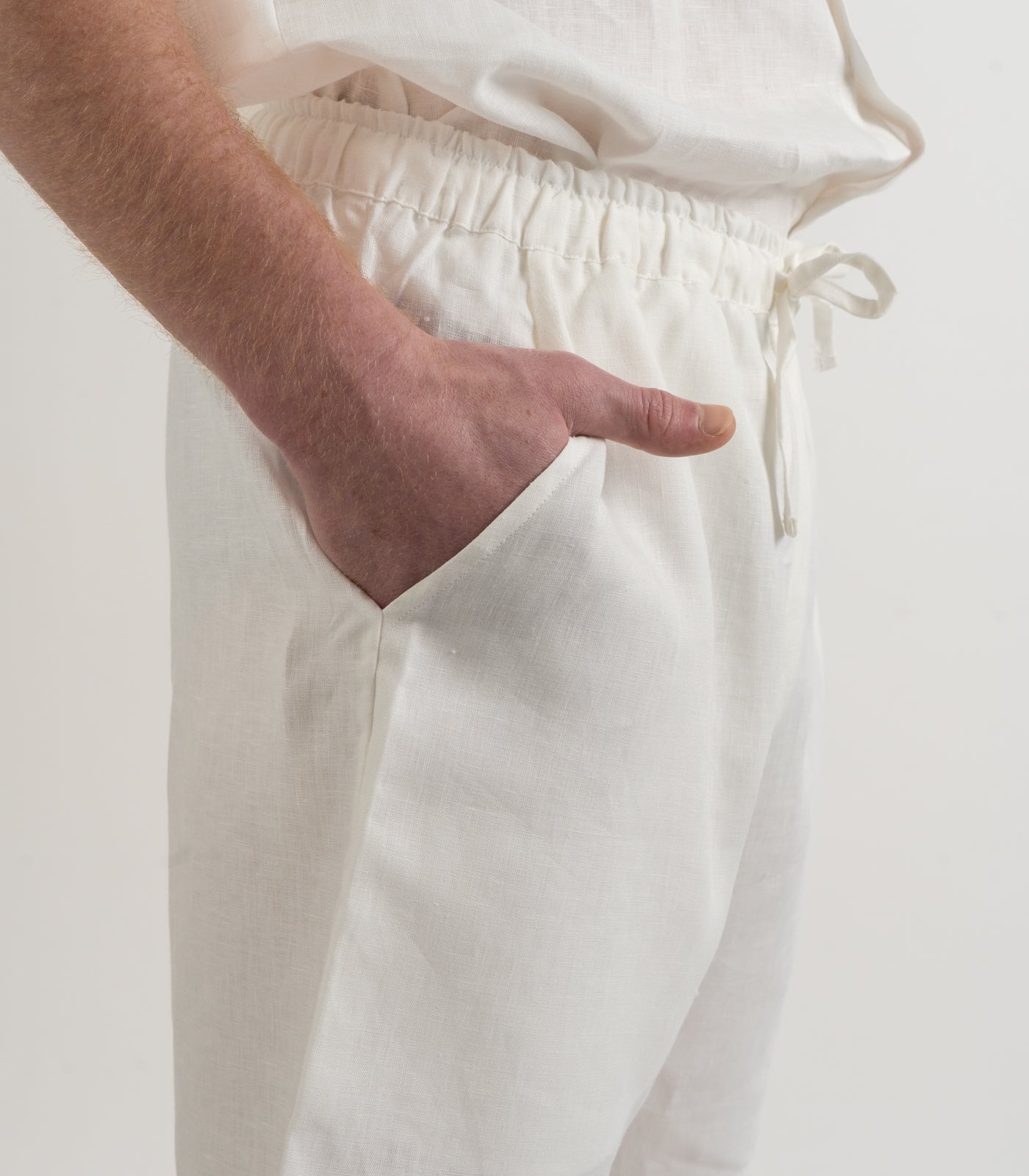 Men’s Organic Linen Lounge Shorts - White