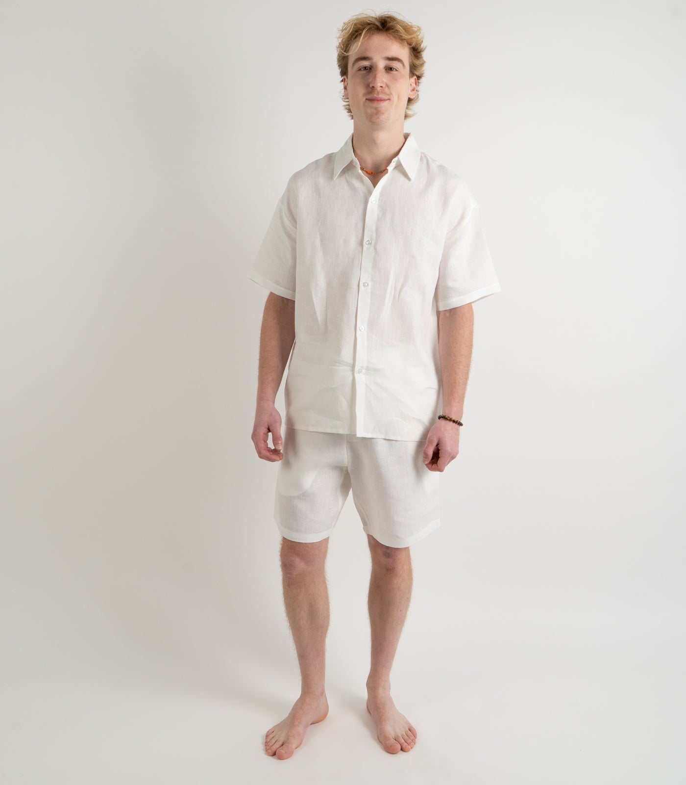 Men’s Organic Linen Lounge Shorts - White