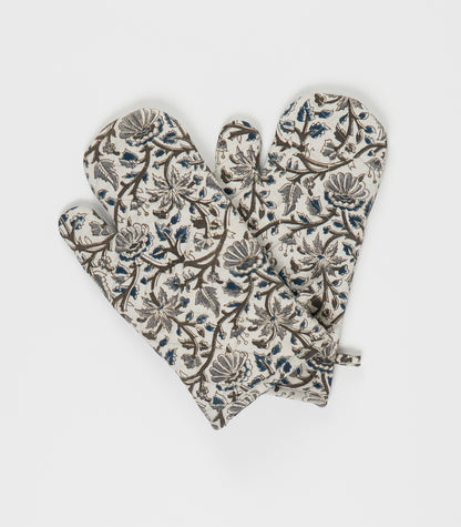 Kalamkari Oven Mitt - Blue Grey