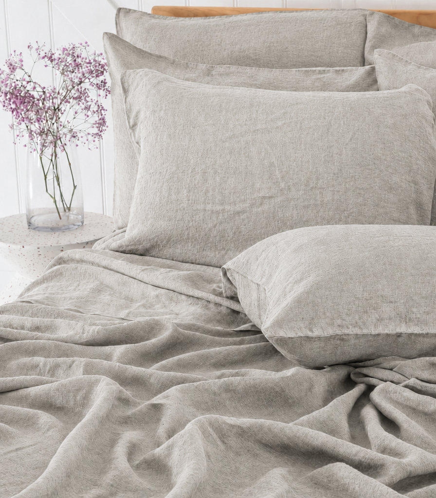 Linen Quilt Cover Set - Natural Chambray	