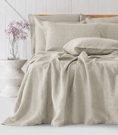 Linen Quilt Cover Set - Natural Chambray	