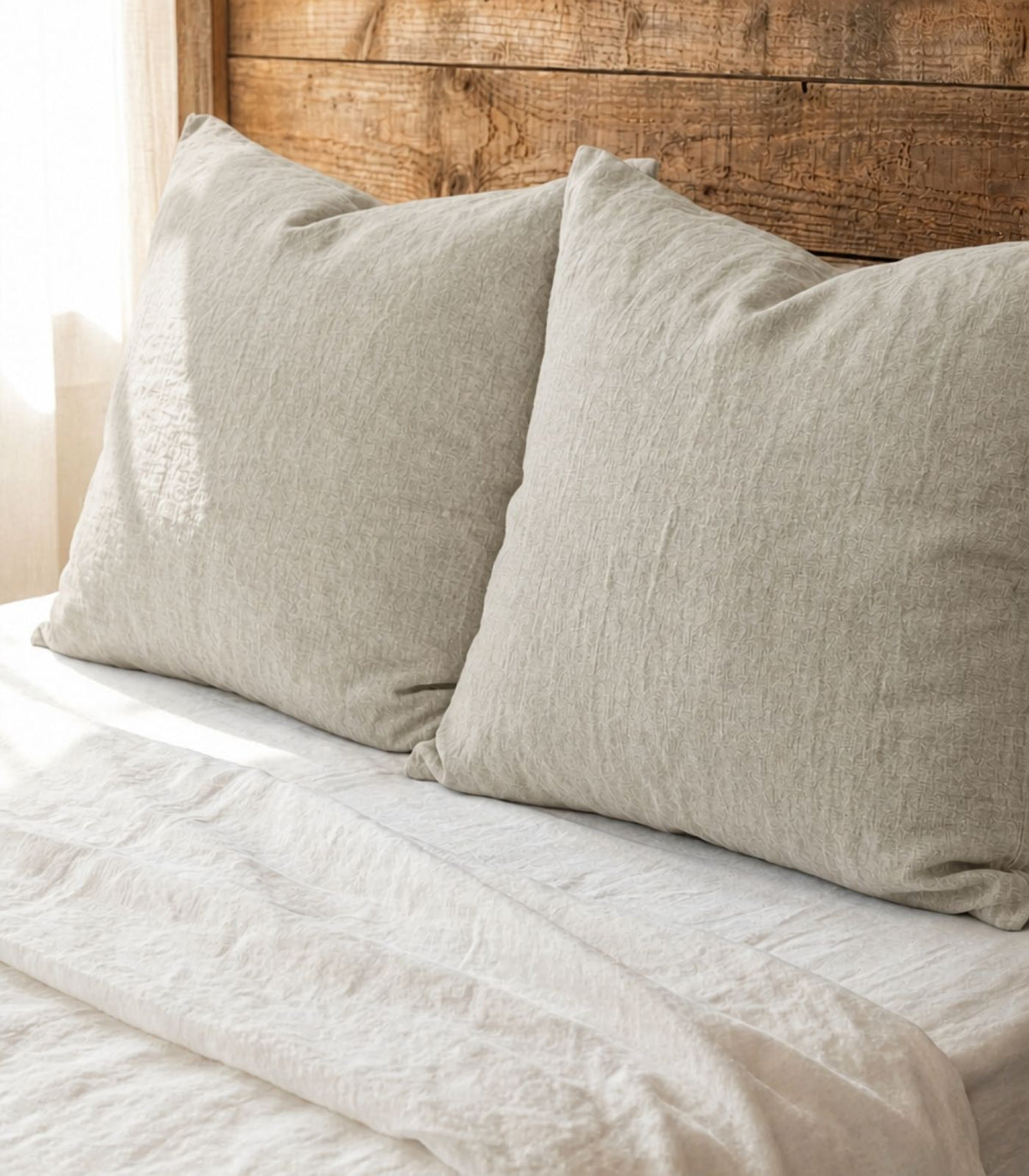 Linen European Pillow Cases - Natural Chambray