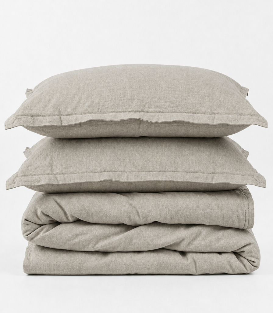 Linen Quilt Cover Set - Natural Chambray	