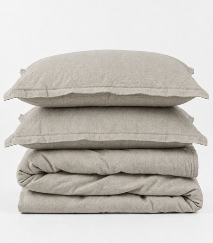 Linen Quilt Cover Set - Natural Chambray	