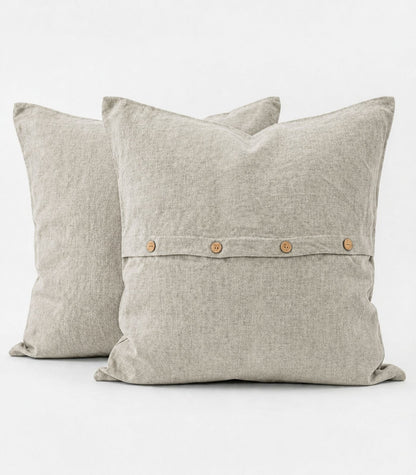 Linen European Pillow Cases - Natural Chambray